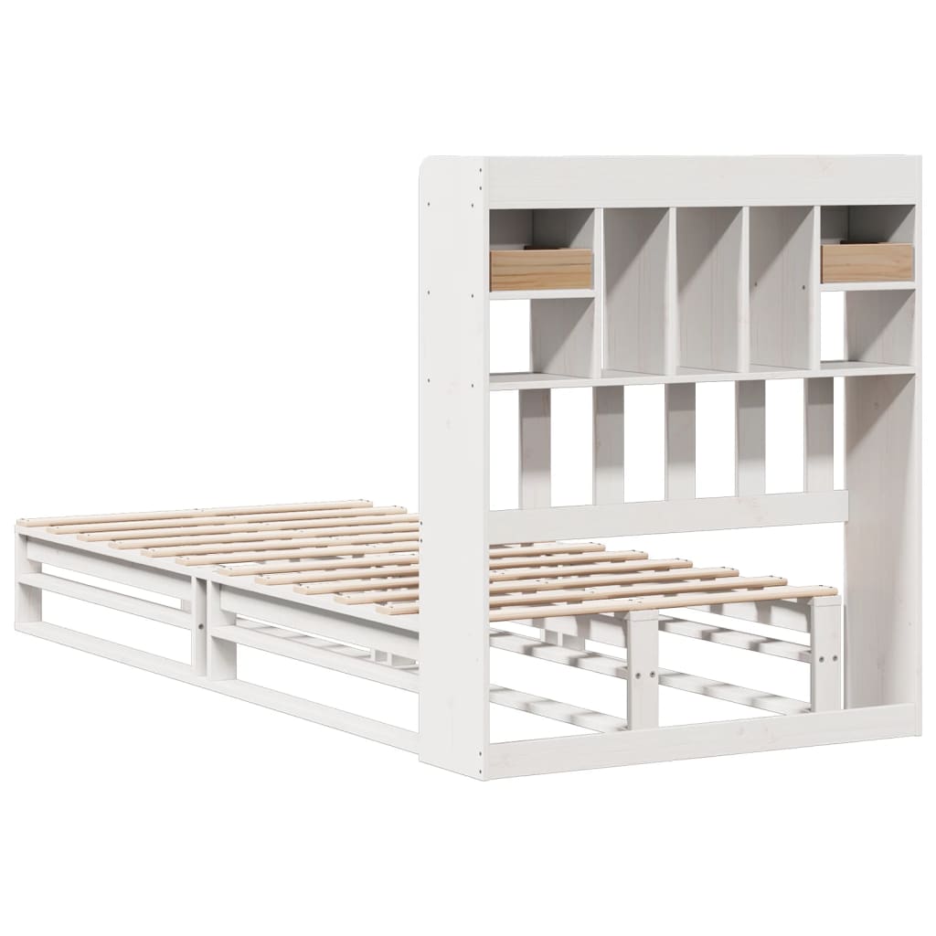 Letto Libreria senza Materasso Bianco 90x190 cm Massello Pino - homemem39