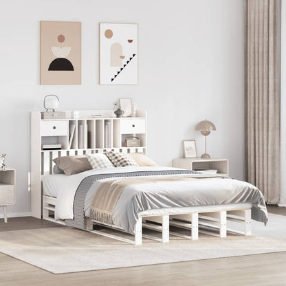 Letto Libreria senza Materasso Bianco 135x190 cm Legno di Pino