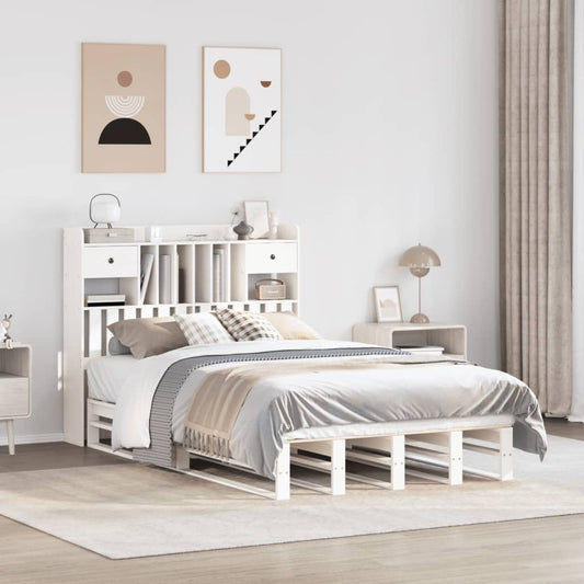 Letto Libreria senza Materasso Bianco 135x190 cm Legno di Pino