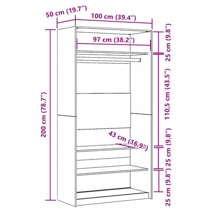 Armadio Legno Antico 100x50x200 cm in Legno Multistrato | homemem39