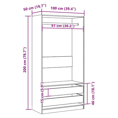 Armadio Legno Antico 100x50x200 cm in Legno Multistrato - homemem39