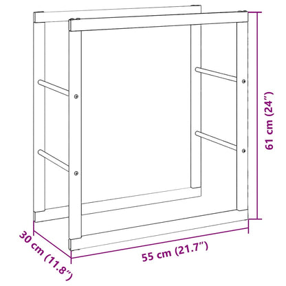 Rastrelliera per Legna da Ardere Nera 55x30x61 cm in Acciaio - homemem39