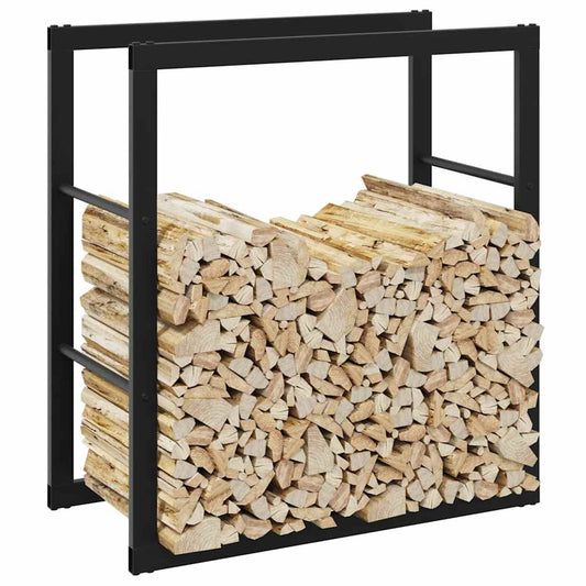 Rastrelliera per Legna da Ardere Nera 55x30x61 cm in Acciaio - homemem39