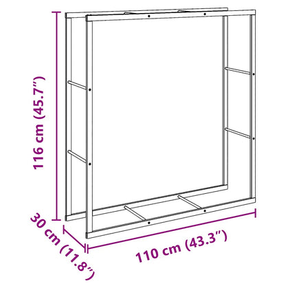 Rastrelliera per Legna da Ardere Nera 110x30x116 cm in Acciaio