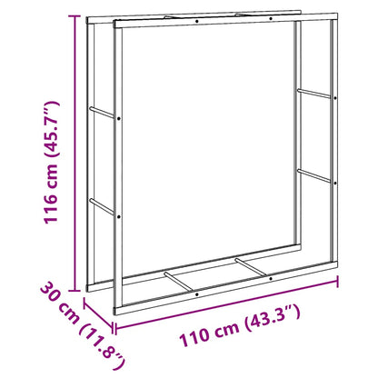 Rastrelliera per Legna da Ardere Nera 110x30x116 cm in Acciaio - homemem39