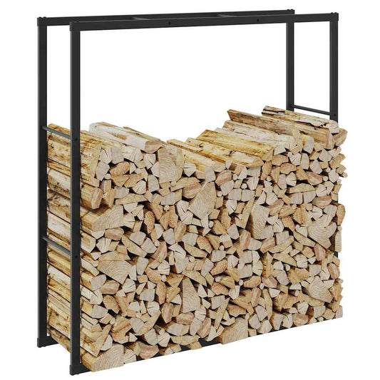 Rastrelliera per Legna da Ardere Nera 110x30x116 cm in Acciaio - homemem39