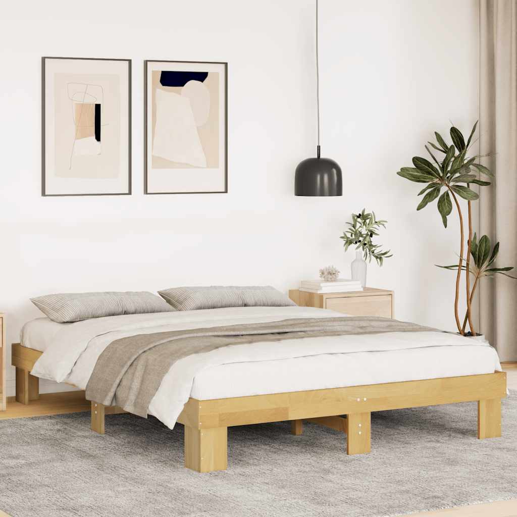 Struttura Letto Senza Materasso 140x200 cm in Legno di Rovere - homemem39