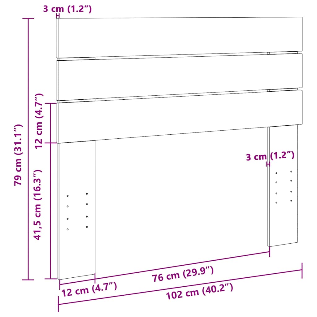 Testiera 100 cm in Legno Massello di Rovere - homemem39