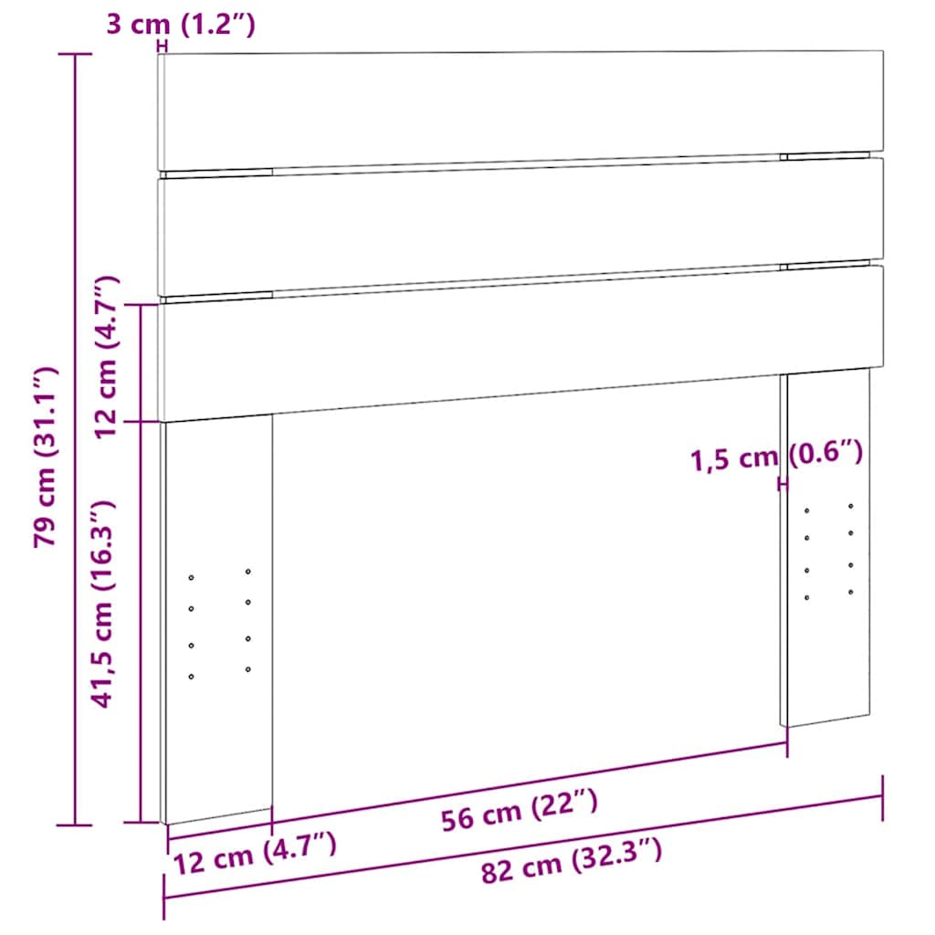 Testiera 80 cm in Legno Massello di Rovere | homemem39