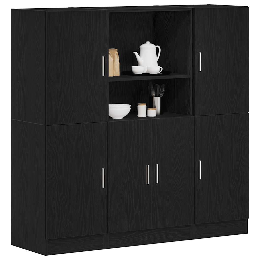 Set di Mobili da Cucina 3 pz Nero in Truciolato | homemem39