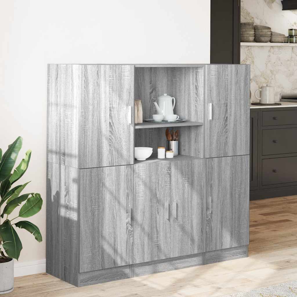Set di Mobili da Cucina 3 pz Grigio Sonoma in Truciolato | homemem39