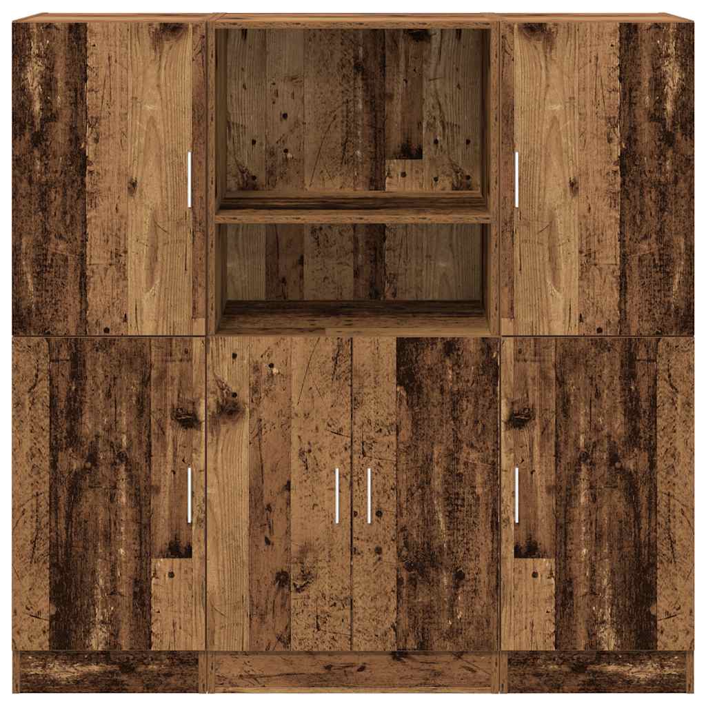 Set di Mobili da Cucina 3 pz Legno Antico in Truciolato | homemem39