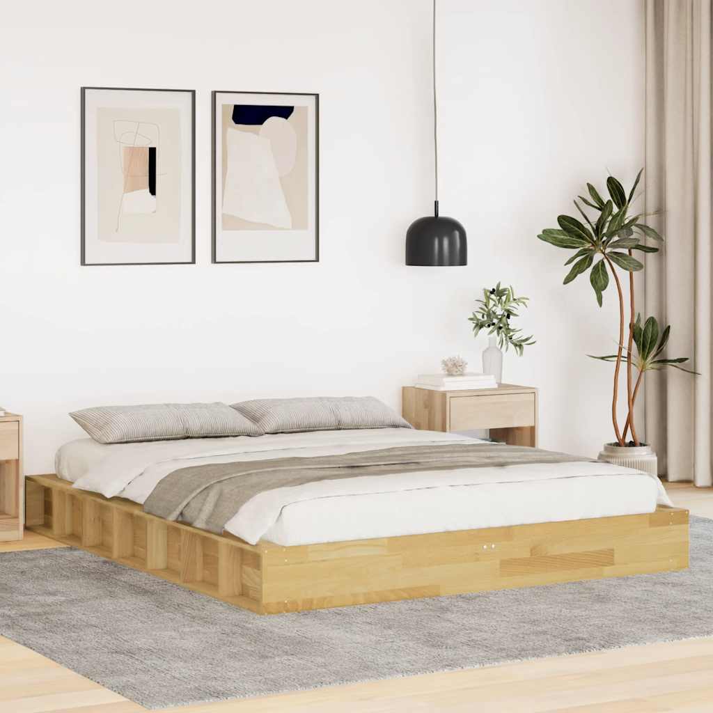 Struttura Letto Senza Materasso 150x200 cm in Legno di Rovere - homemem39