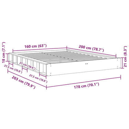Struttura Letto Senza Materasso 160x200 cm in Legno di Rovere | homemem39