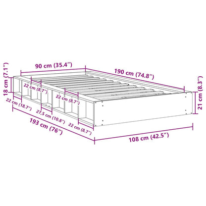 Struttura Letto Senza Materasso 90x190 cm in Legno di Rovere | homemem39