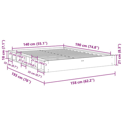 Struttura Letto Senza Materasso 140x190 cm in Legno di Rovere | homemem39