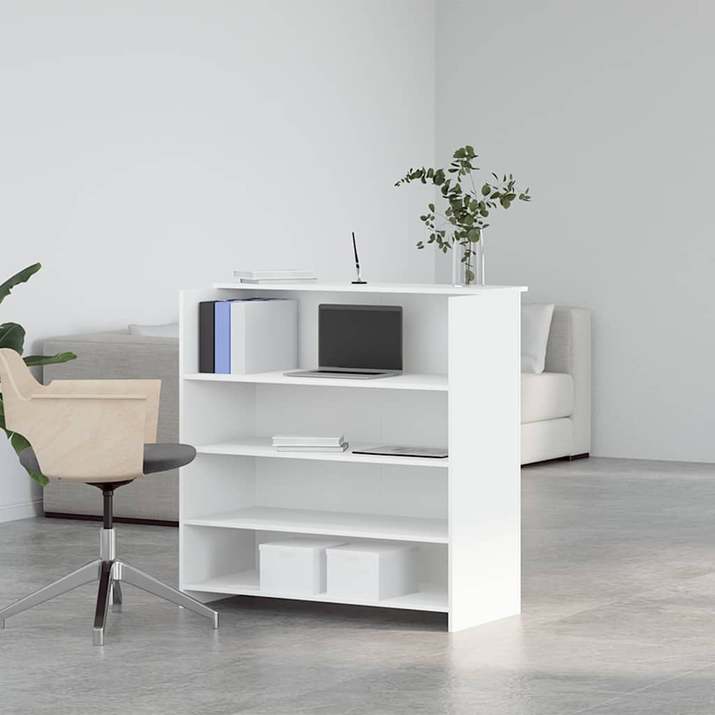 Scrivania per Reception Bianca 100x50x103,5 cm in Legno Massello