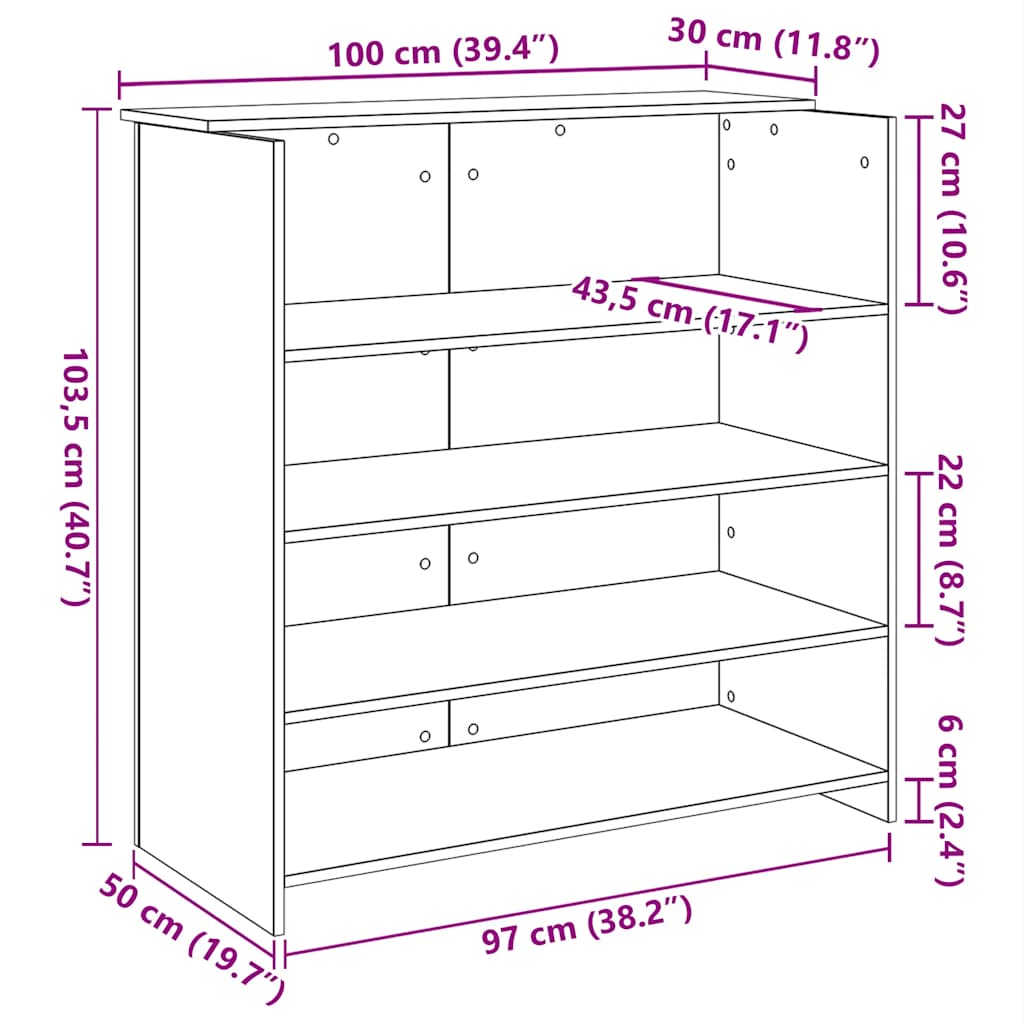 Scrivania per Reception Rovere Sonoma 100x50x103,5 cm in Legno Massello | homemem39