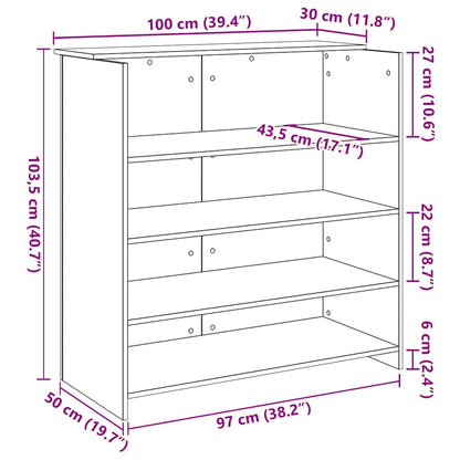 Banco Reception Rovere Fumo 100x50x103,5cm in Legno Multistrato
