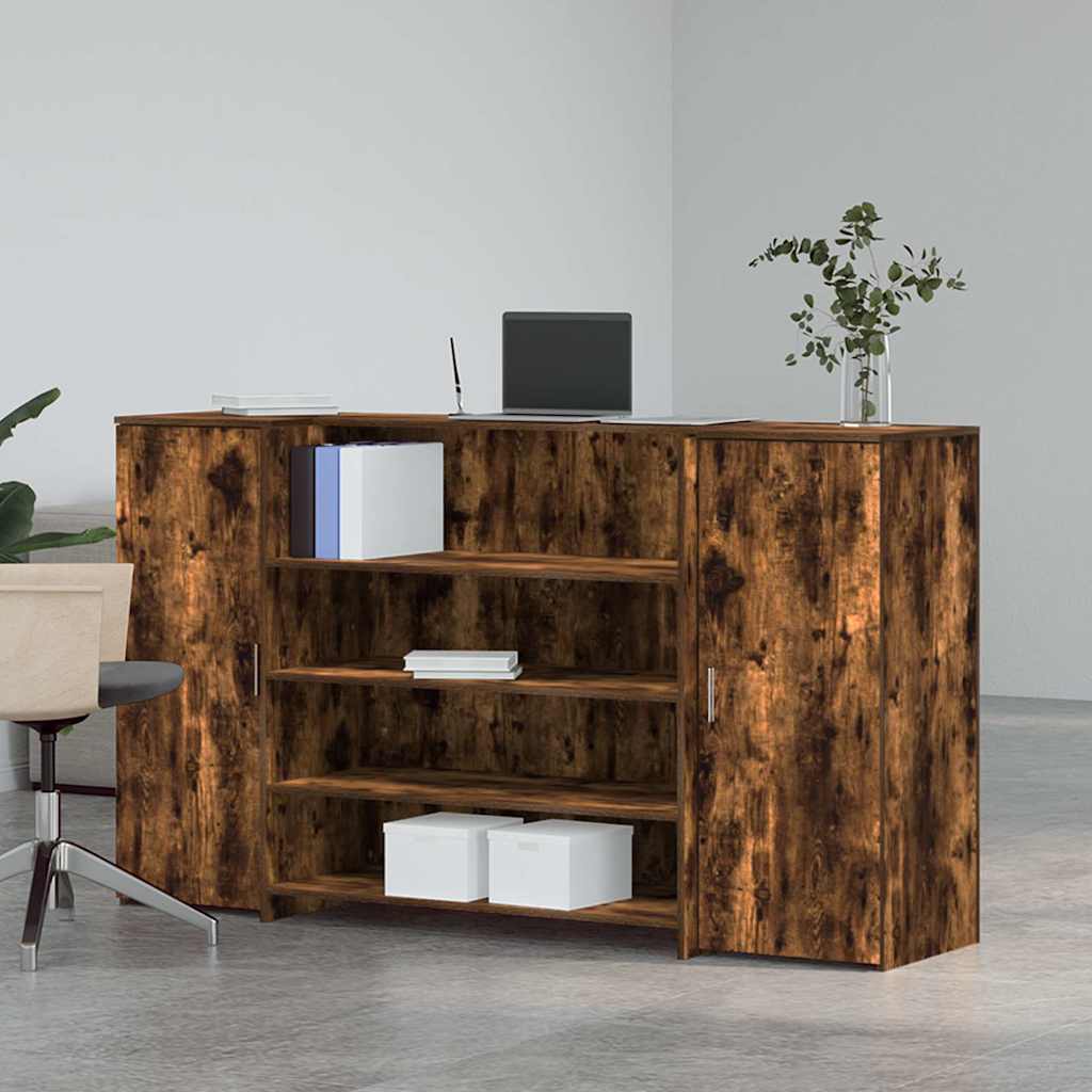 Banco Reception Rovere Fumo 180x50x103,5cm in Legno Multistrato | homemem39