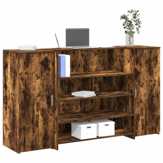 Banco Reception Rovere Fumo 180x50x103,5cm in Legno Multistrato | homemem39