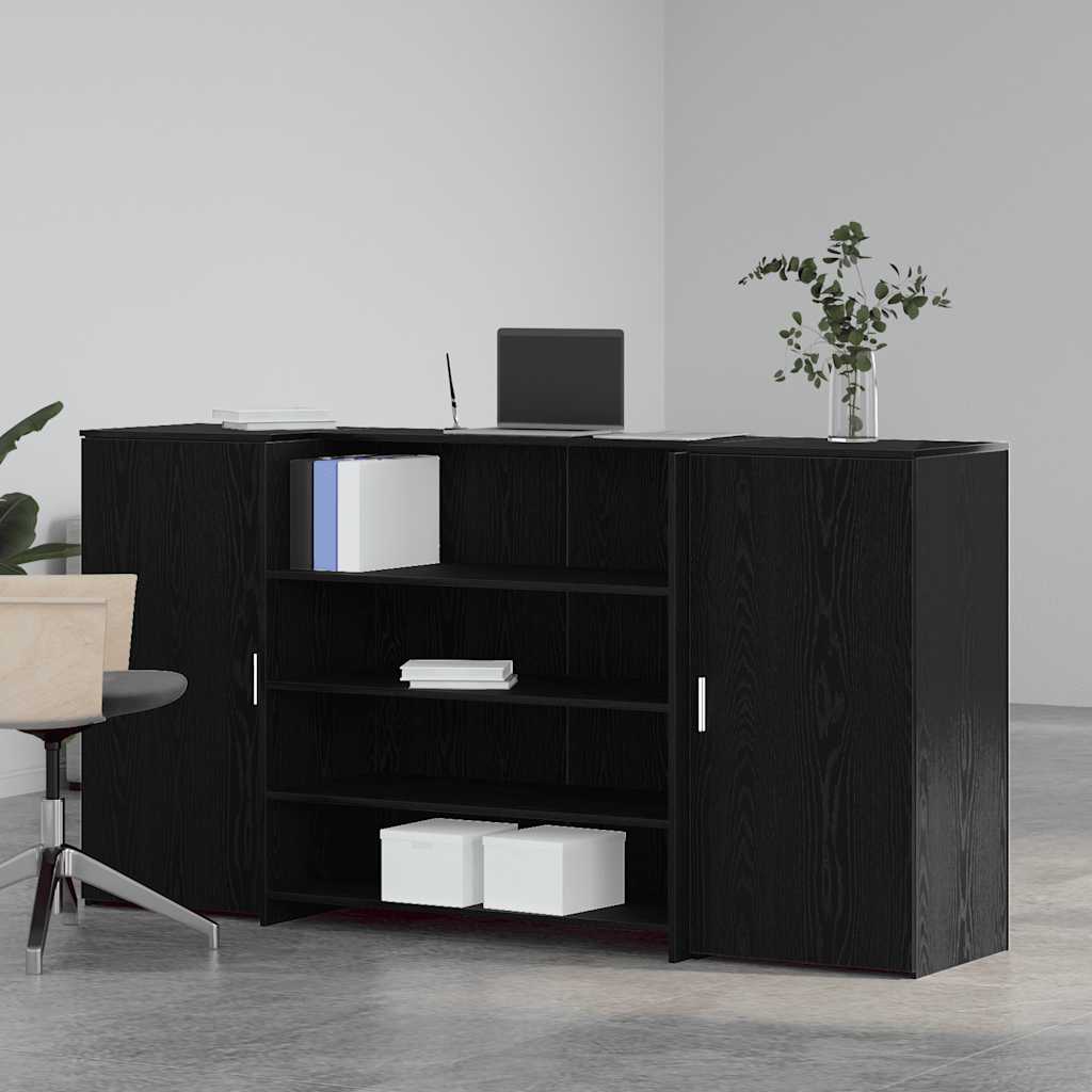Scrivania per Reception Rovere Nero 200x50x103,5 cm in Legno Massello di Argilla | homemem39