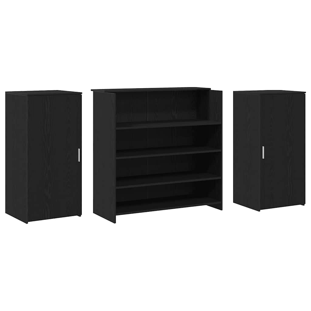 Scrivania per Reception Rovere Nero 200x50x103,5 cm in Legno Massello di Argilla | homemem39