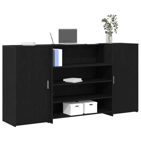 Scrivania per Reception Rovere Nero 200x50x103,5 cm in Legno Massello di Argilla | homemem39
