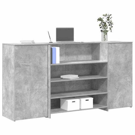 Banco Reception Grigio Cemento 200x50x103,5cm Legno Multistrato