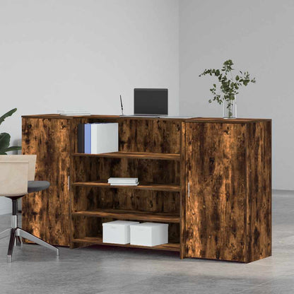 Banco Reception Rovere Fumo 200x50x103,5cm in Legno Multistrato - homemem39