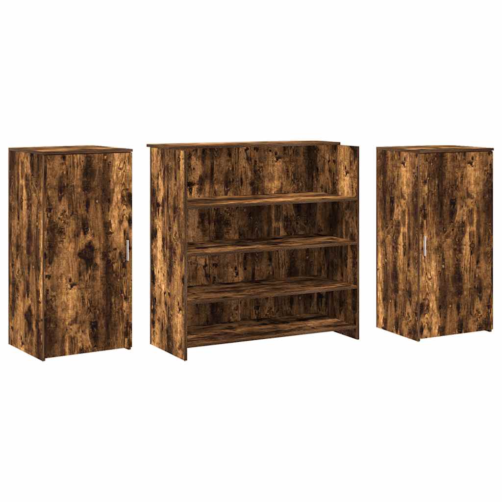 Banco Reception Rovere Fumo 200x50x103,5cm in Legno Multistrato | homemem39
