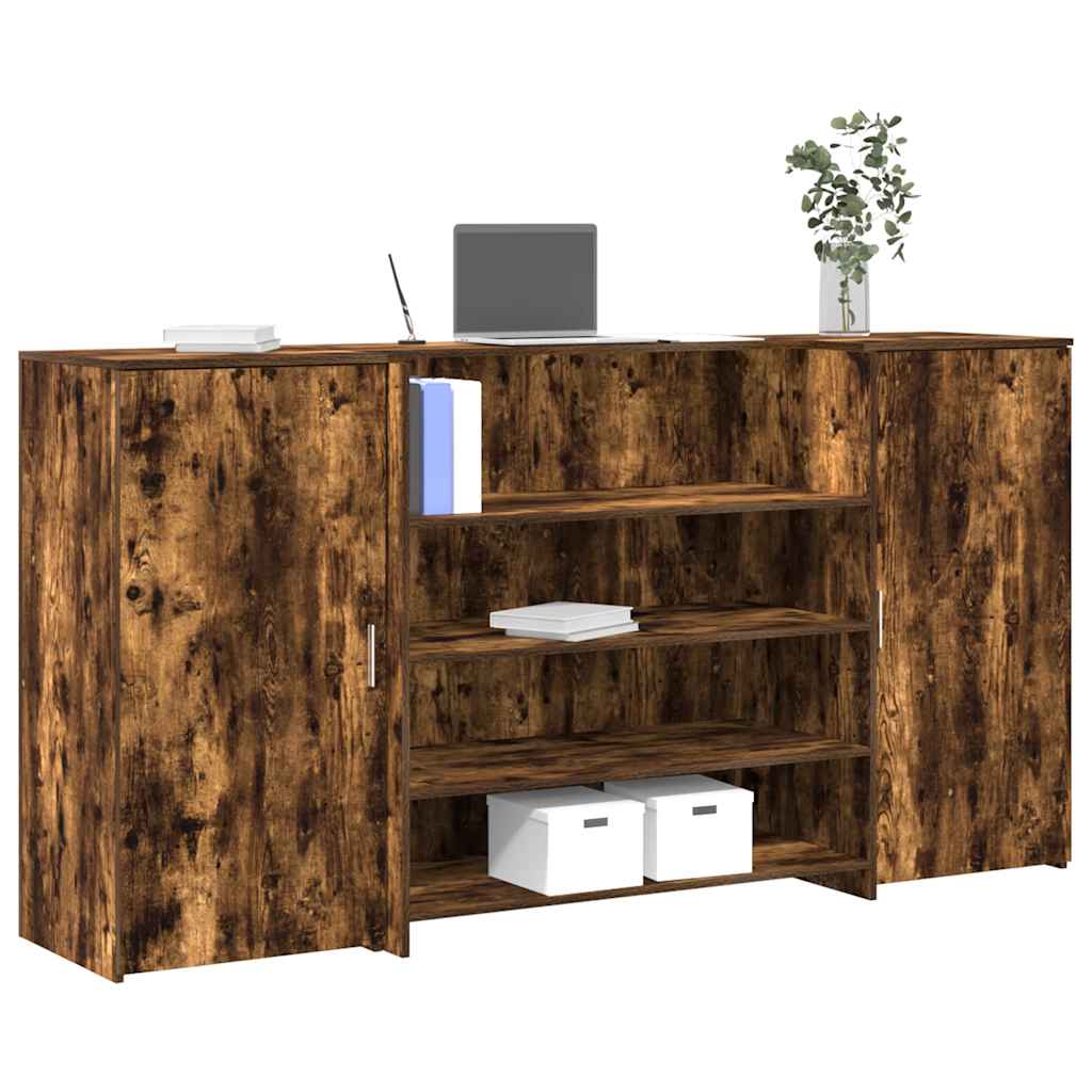 Banco Reception Rovere Fumo 200x50x103,5cm in Legno Multistrato | homemem39