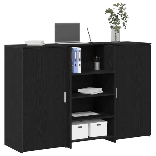 Banco Reception Rovere Nero 155x50x103,5 cm Legno Multistrato | homemem39
