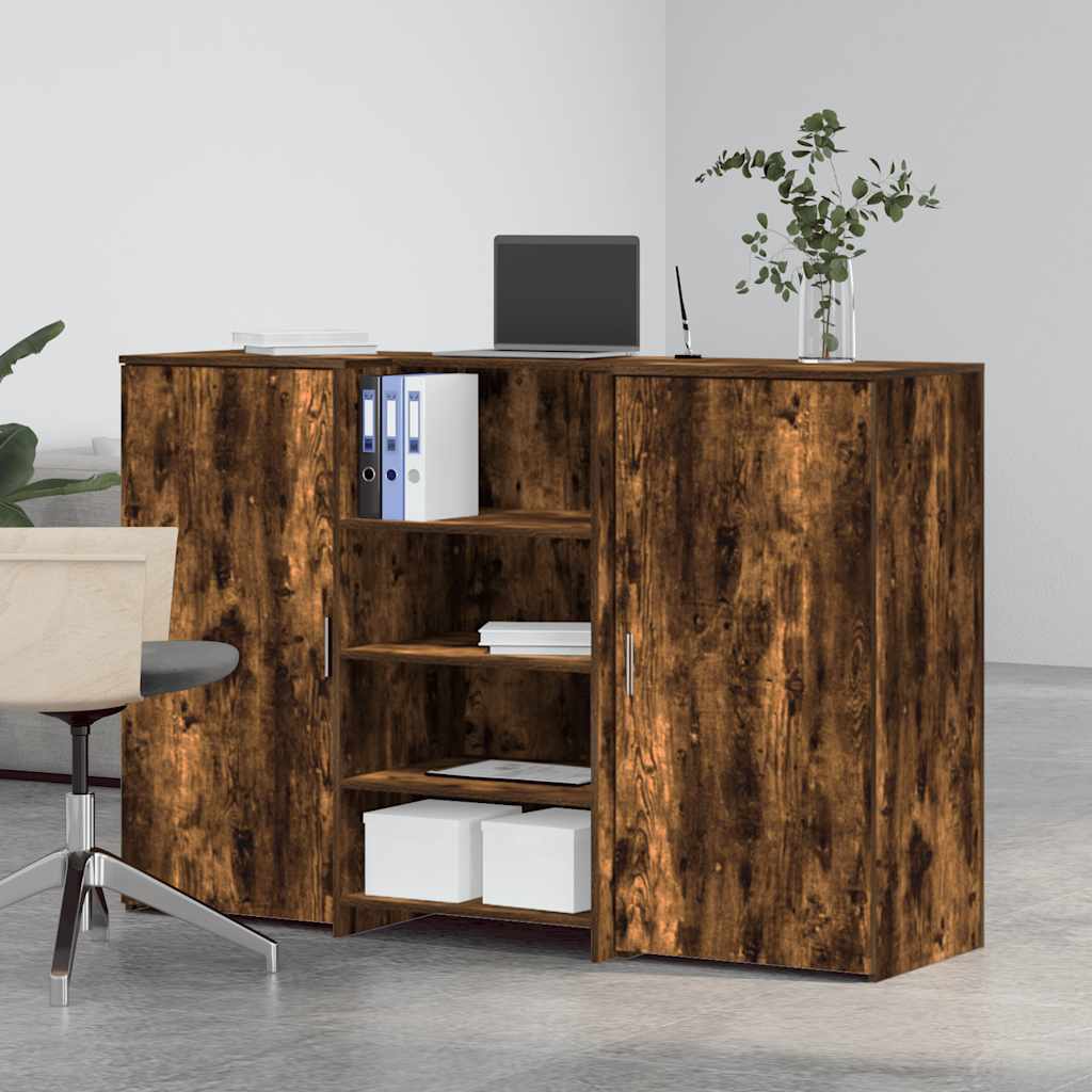 Banco Reception Rovere Fumo 155x50x103,5cm in Legno Multistrato - homemem39