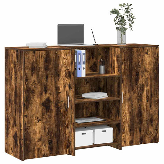Banco Reception Rovere Fumo 155x50x103,5cm in Legno Multistrato - homemem39