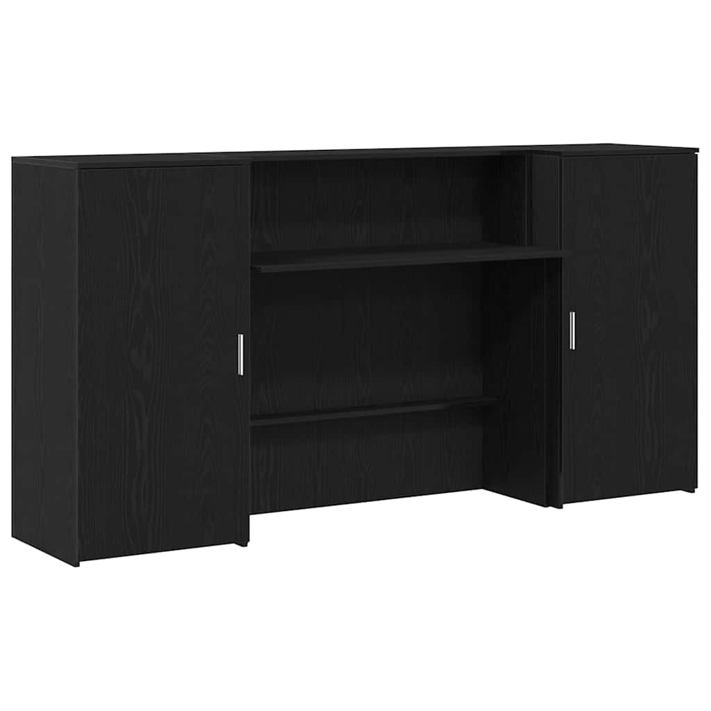 Banco Reception Rovere Nero 200x50x103,5 cm Legno Multistrato | homemem39