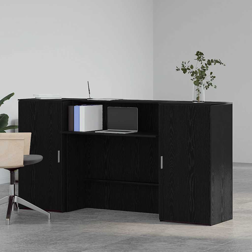 Banco Reception Rovere Nero 200x50x103,5 cm Legno Multistrato | homemem39