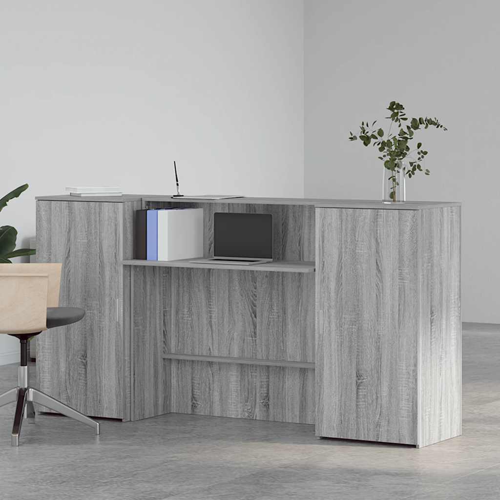 Banco Reception Grigio Sonoma 200x50x103,5 cm Legno Multistrato