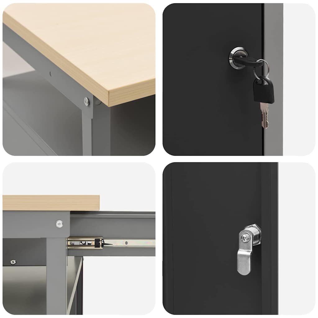 Banco da lavoro con cassetto Nero e Grigio 100 x 55 x 85 cm | homemem39