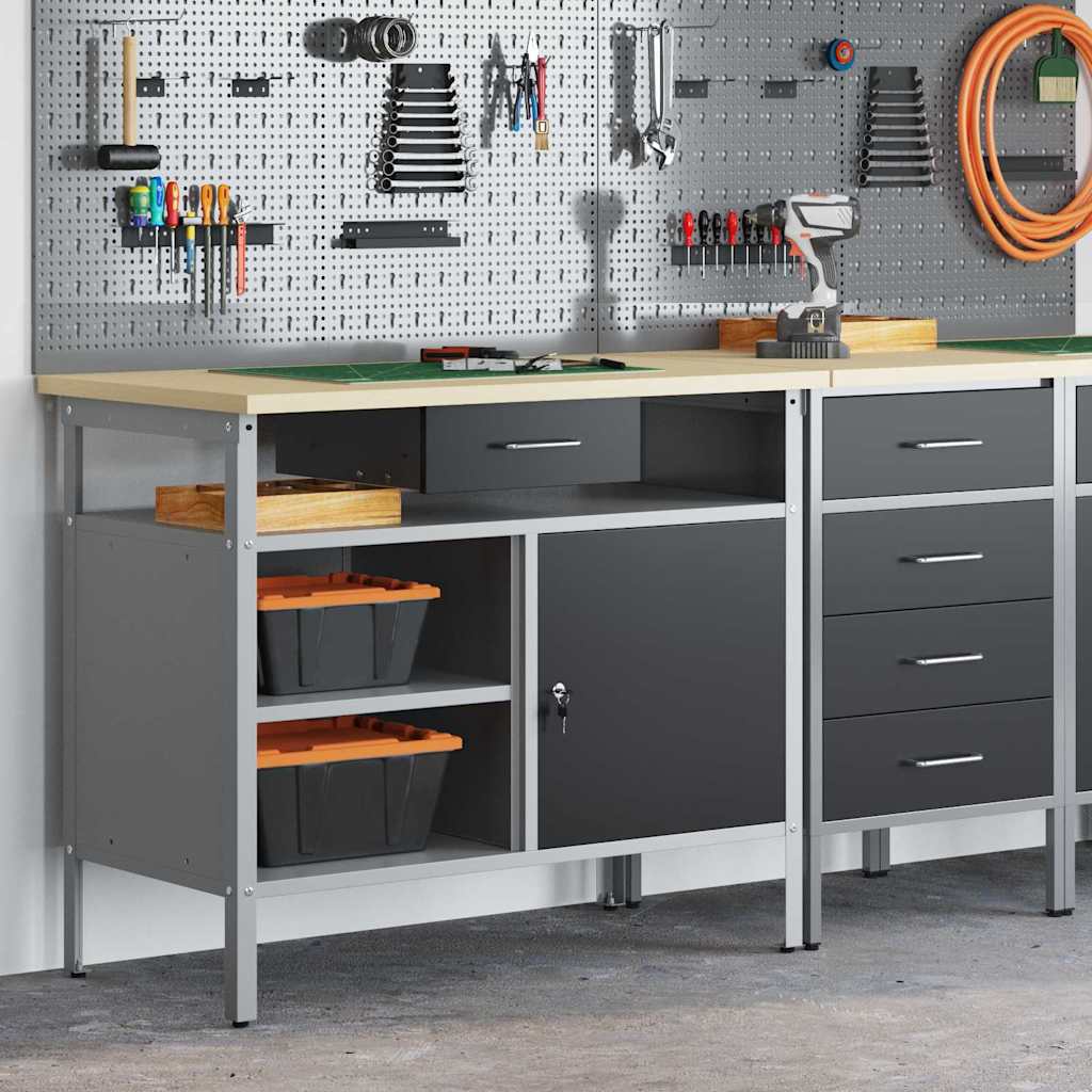 Banco da lavoro con cassetto Nero e Grigio 100 x 55 x 85 cm | homemem39