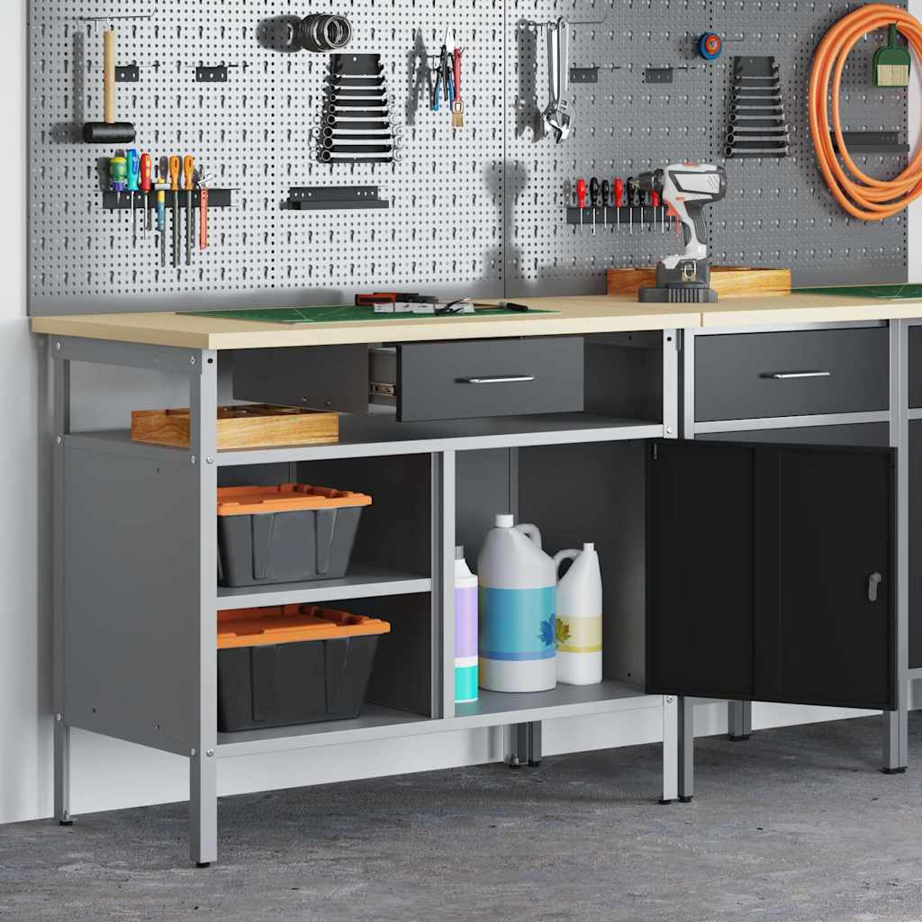 Banco da lavoro con cassetto Nero e Grigio 100 x 55 x 85 cm | homemem39
