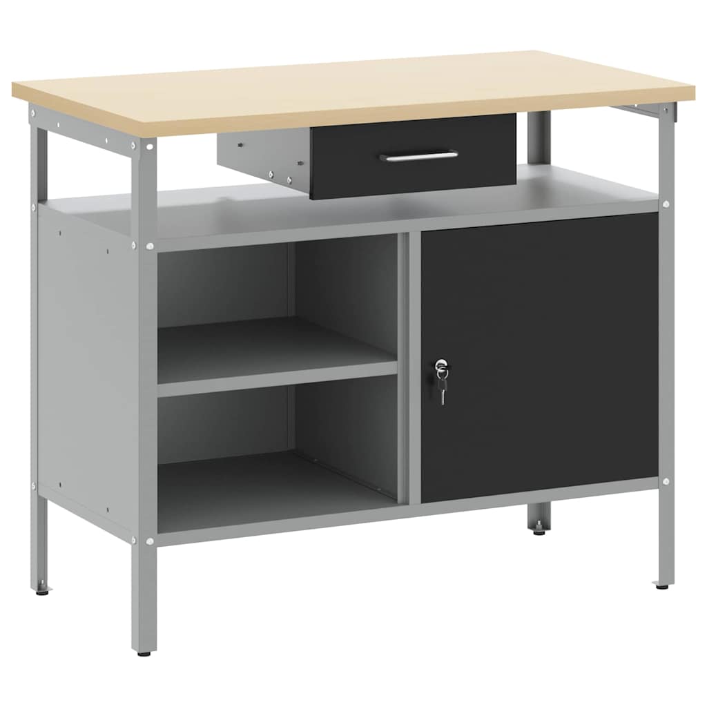 Banco da lavoro con cassetto Nero e Grigio 100 x 55 x 85 cm | homemem39