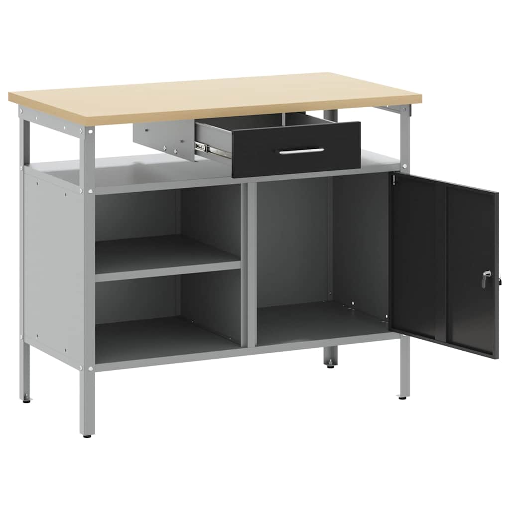 Banco da lavoro con cassetto Nero e Grigio 100 x 55 x 85 cm | homemem39