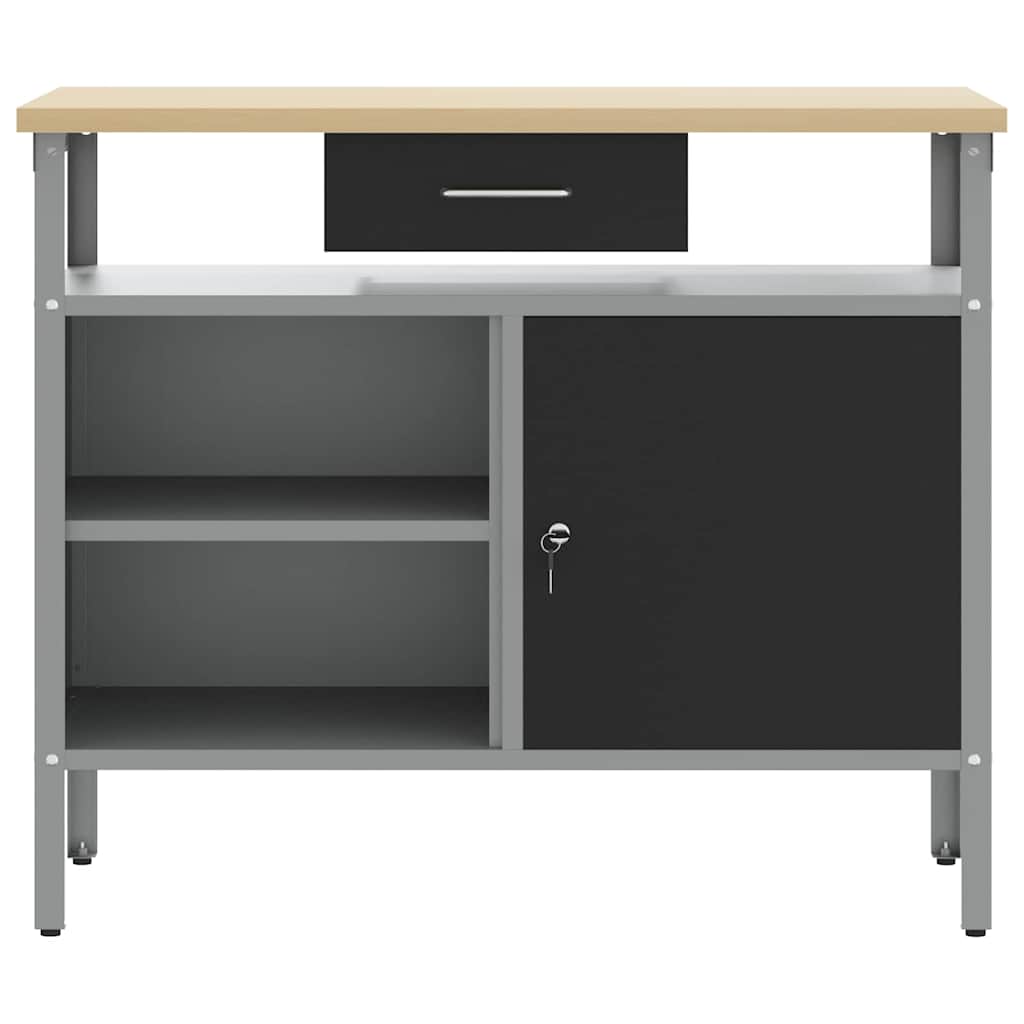 Banco da lavoro con cassetto Nero e Grigio 100 x 55 x 85 cm | homemem39