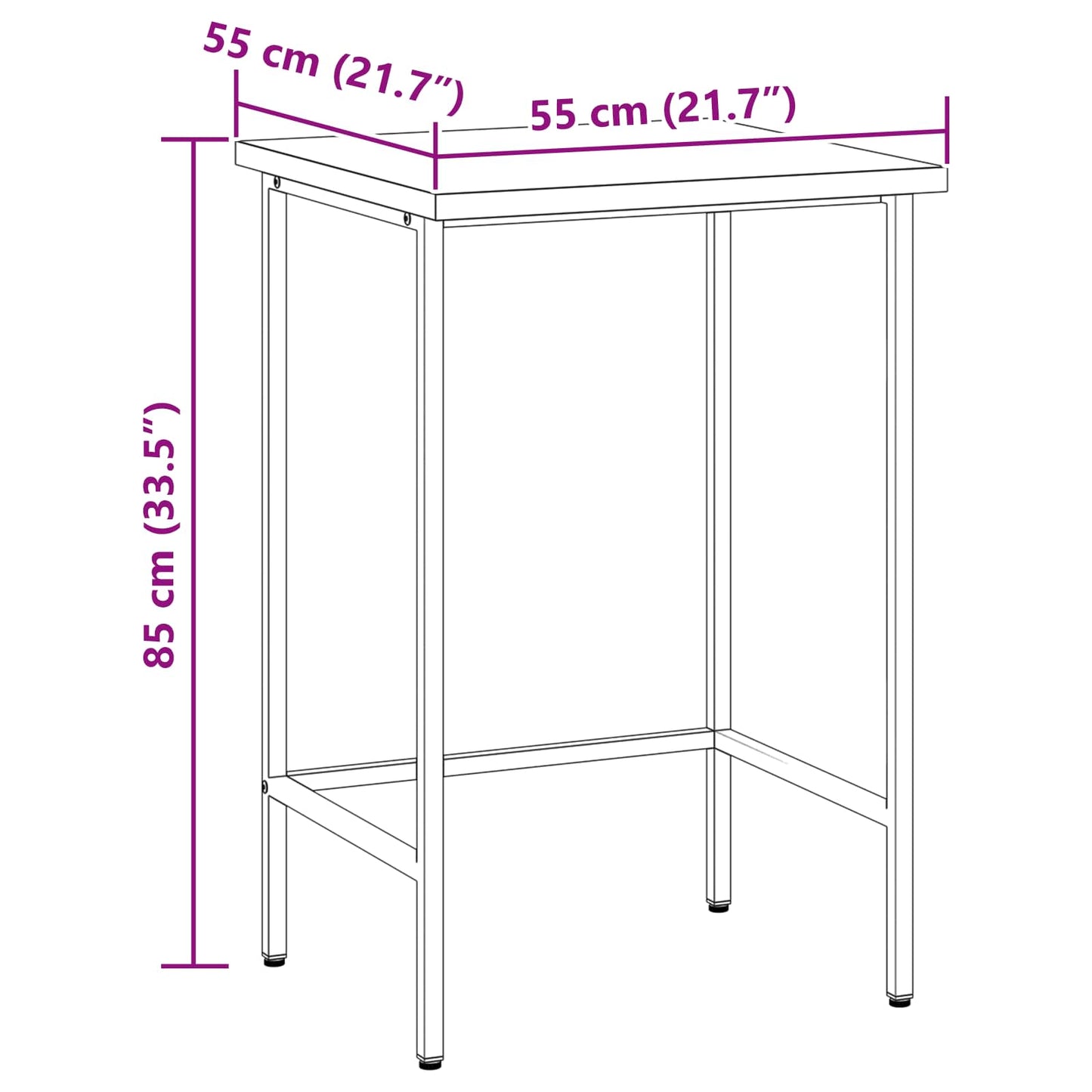 Tavolo angolare Grigio 55 x 55 x 85 cm - homemem39