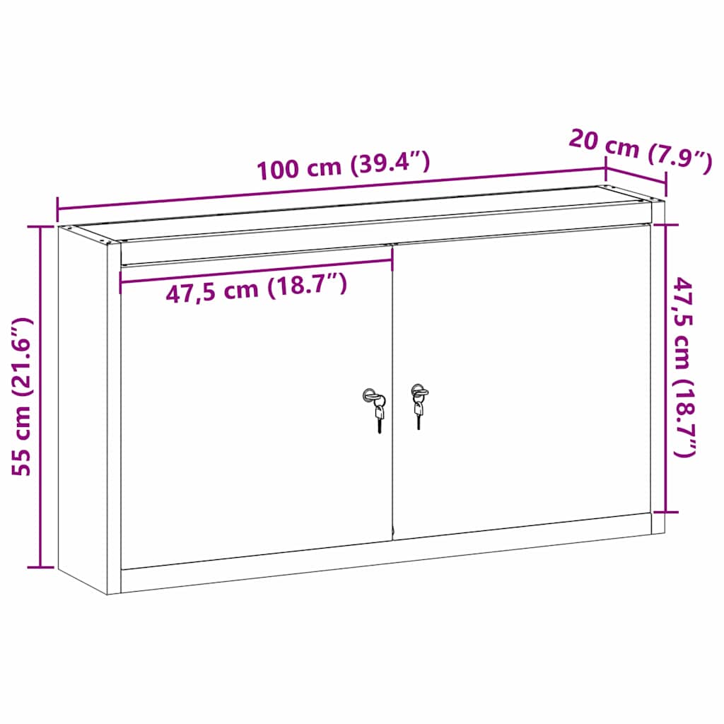 Mobile per attrezzi con blocco Nero e Grigio 100 x 20 x 55 cm | homemem39