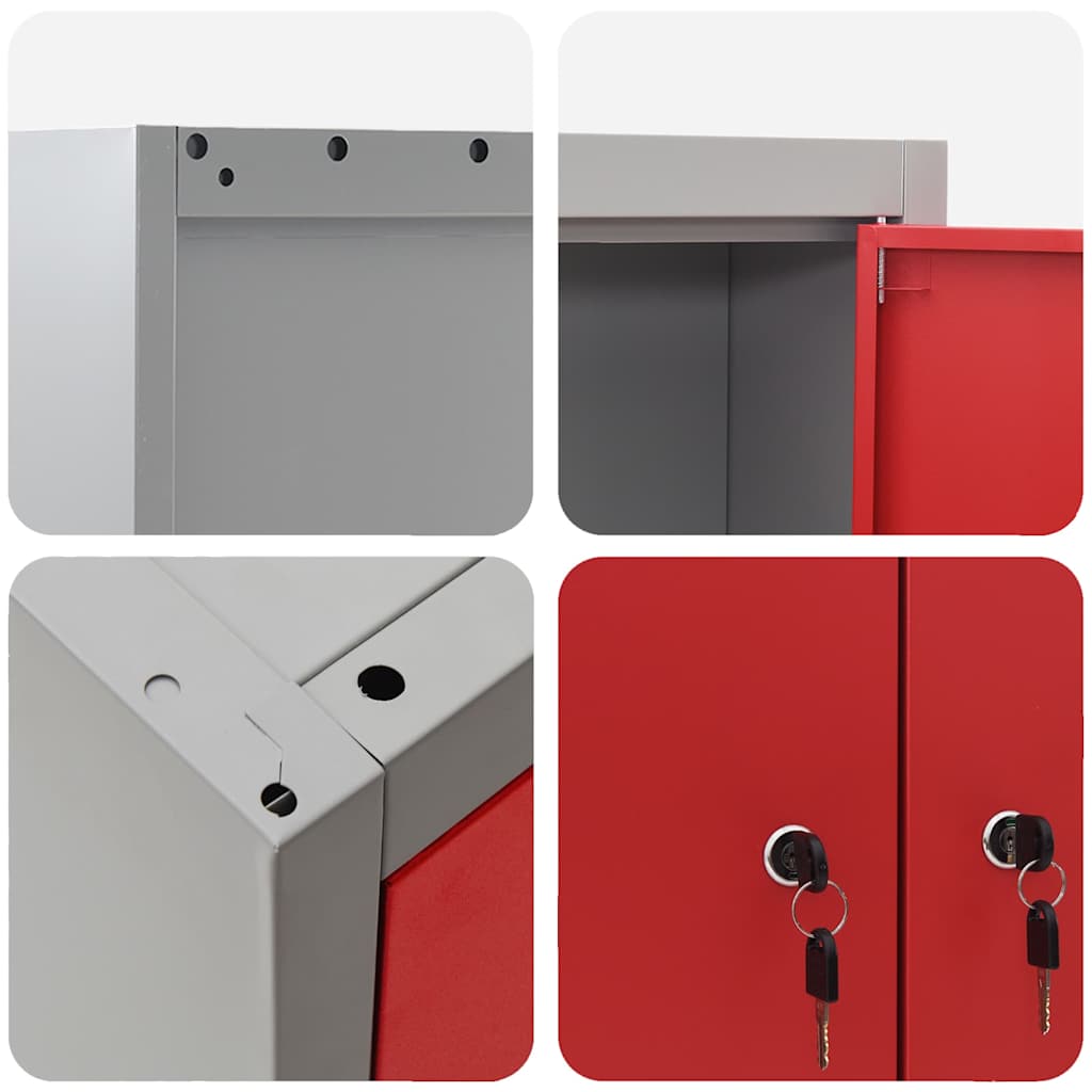 Mobile per attrezzi con blocco Rosso e Grigio 100 x 20 x 55 cm | homemem39