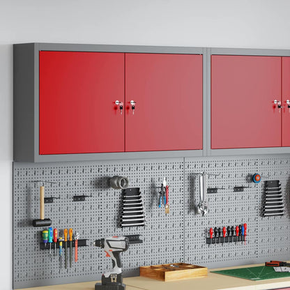 Mobile per attrezzi con blocco Rosso e Grigio 100 x 20 x 55 cm | homemem39