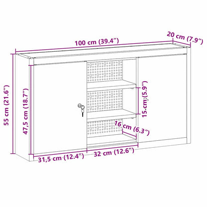Mobile per Attrezzi con blocco Nero e grigio 100 x 20 x 55 cm