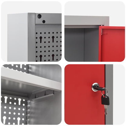 Mobile per attrezzi con blocco Rosso e Grigio 100 x 20 x 55 cm | homemem39
